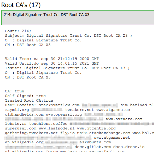 domains per root ca