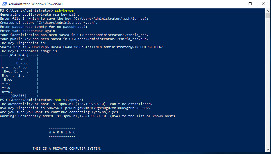 windows terminal ssh key